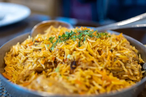 Популярная Индийская Еда Mughlai Biryani Ресторане — стоковое фото