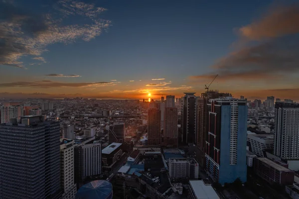 Krásný Západ Slunce Panorama Manile Filipíny — Stock fotografie