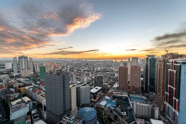 Piękne Zachody Słońca Panoramy Manili Filipiny — Zdjęcie stockowe