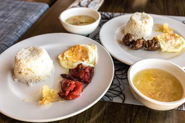 Filipino Style Breakfast Tapsilog Rice Egg — Stock Photo, Image