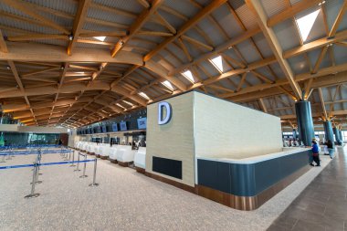 CLARK, PHIPPINES - Clark New International Airport 'taki 30 Nisan 2022 Yolcu Terminali, Manila' nın kuzeybatısındaki Clark Freeport Bölgesi 'ndeki Filipinler' e açılan uluslararası bir geçit..