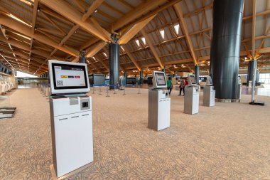 CLARK, PHIPPINES - Clark New International Airport 'taki 30 Nisan 2022 Yolcu Terminali, Manila' nın kuzeybatısındaki Clark Freeport Bölgesi 'ndeki Filipinler' e açılan uluslararası bir geçit..