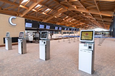 CLARK, PHIPPINES - Clark New International Airport 'taki 30 Nisan 2022 Yolcu Terminali, Manila' nın kuzeybatısındaki Clark Freeport Bölgesi 'ndeki Filipinler' e açılan uluslararası bir geçit..