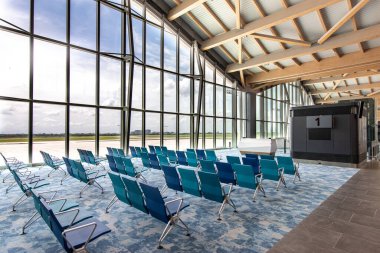 CLARK, PHIPPINES - Clark New International Airport 'taki 30 Nisan 2022 Yolcu Terminali, Manila' nın kuzeybatısındaki Clark Freeport Bölgesi 'ndeki Filipinler' e açılan uluslararası bir geçit..