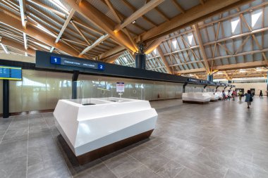 CLARK, PHIPPINES - Clark New International Airport 'taki 30 Nisan 2022 Yolcu Terminali, Manila' nın kuzeybatısındaki Clark Freeport Bölgesi 'ndeki Filipinler' e açılan uluslararası bir geçit..