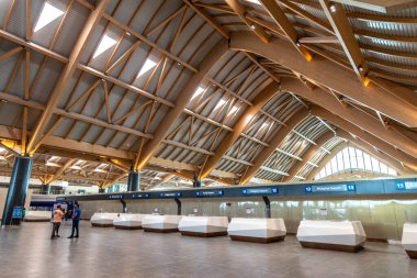 CLARK, PHIPPINES - Clark New International Airport 'taki 30 Nisan 2022 Yolcu Terminali, Manila' nın kuzeybatısındaki Clark Freeport Bölgesi 'ndeki Filipinler' e açılan uluslararası bir geçit..