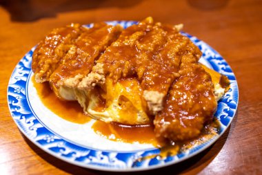 Popular Taiwanese Food - Fried chicken omelette rice at Restaurant