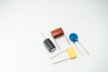 Isolated capacitor, used in electronic device. Electronic parts concept.