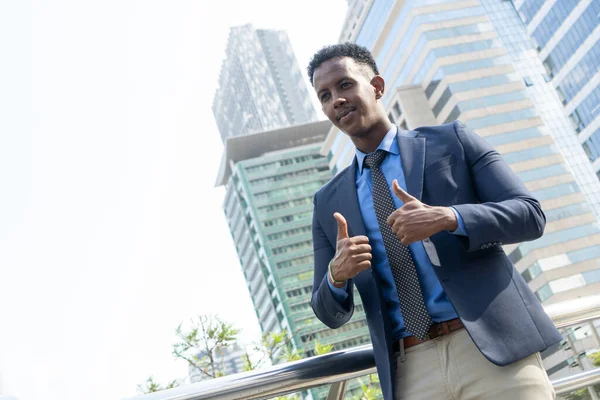 Business People Thumbs Acceptance Portrait Handsome Businessman Modern Businessman Confident — Foto de Stock