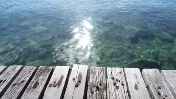 Wooden Texture Outdoor Beach Sea Summer — Stock video