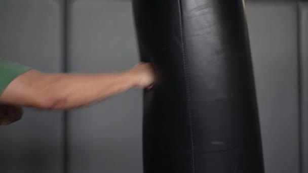 Punching Air His Fists Training Warm Boxing Sports Activity Motivation — Stockvideo