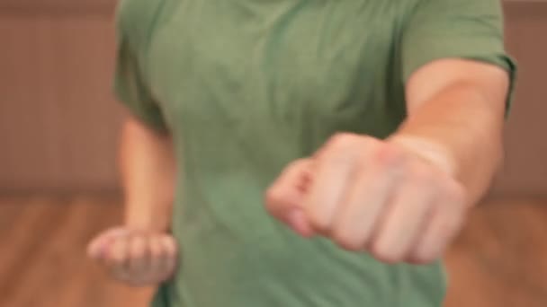 Punching Air His Fists Training Warm Boxing Sports Activity Motivation — Stok video