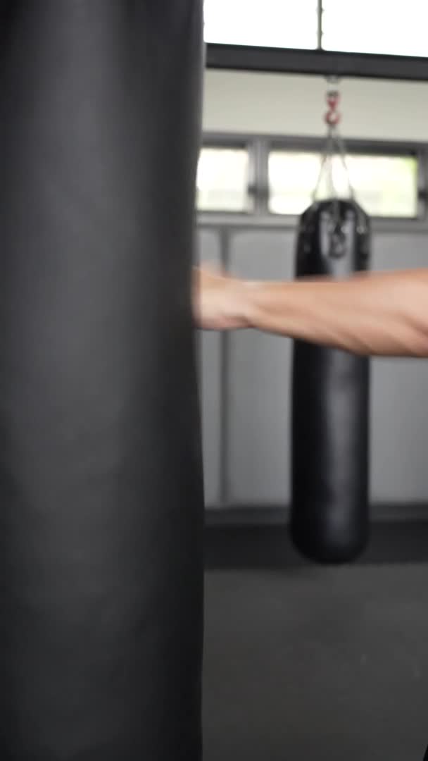 Punching Air His Fists Training Warm Boxing Sports Activity Motivation — Wideo stockowe