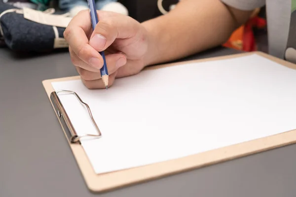 Hand Writing Clipboard Stationery Write Note Empty Blank Pencil —  Fotos de Stock