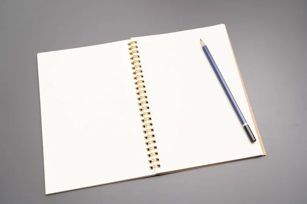 Selective Focus Gold Spiral Notebook Isolated Notebook Gold Spiral — Stockfoto