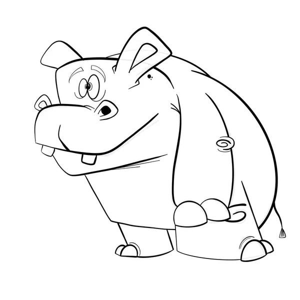 Gráfico Vetor Ilustração Desenho Animado Hipopótamo Bom Para Crianças Colorir — Fotografia de Stock