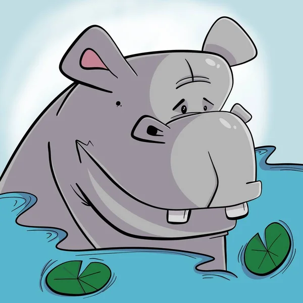 Illustration Vector Graphic Cartoon Hippo Good Children Illustration Book — Stock Photo, Image