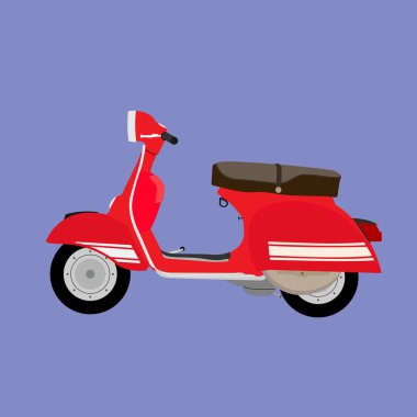Yoldaki kırmızı bir scooter 'ın çizimi
