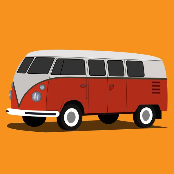 Mini Ônibus Vermelho Ilustração Retro —  Vetores de Stock