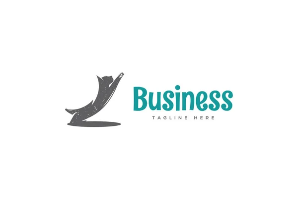 Logotipo Gato Salto Com Vista Horizontal —  Vetores de Stock