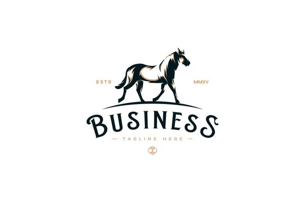 Logo Del Caballo Con Detalles Blanco Negro — Vector de stock