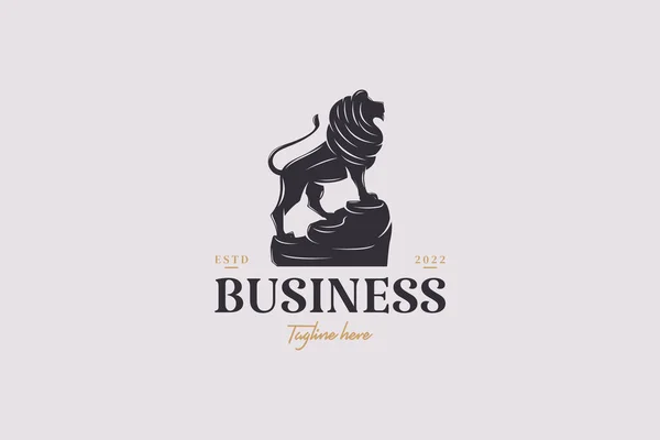 Logo Lion Debout Sur Rocher — Image vectorielle