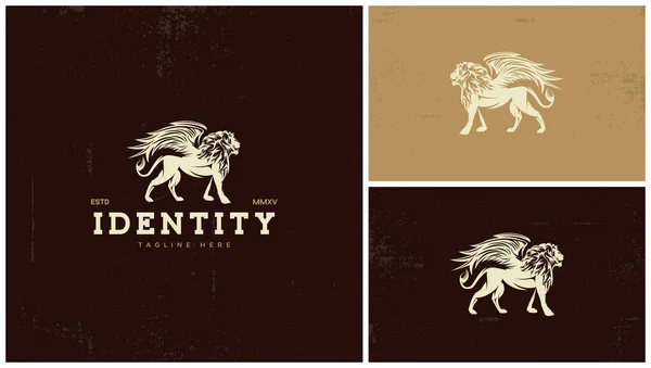 Löwen Logo Mit Flügeln Drauf — Stockvektor