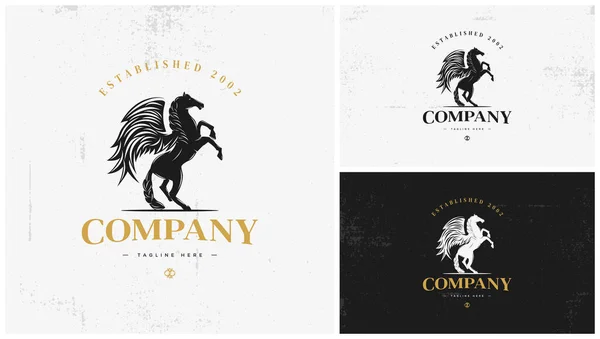 Logotipo Cavalo Tem Asas Espalhadas —  Vetores de Stock