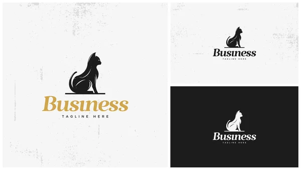 Logo Clásico Para Gatos Blanco Negro — Vector de stock