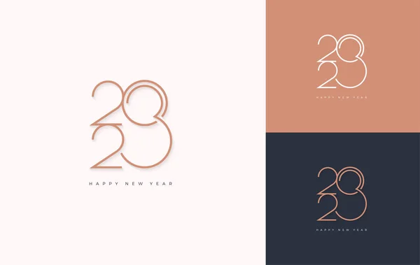 Unique Simple Number Design 2023 Happy New Year — 图库矢量图片