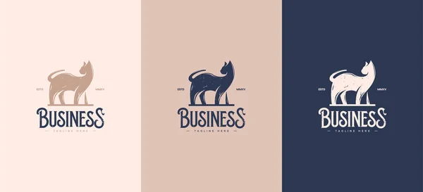 Logotipo Gato Clássico Com Uma Sensação Retro Vintage Elegante — Vetor de Stock