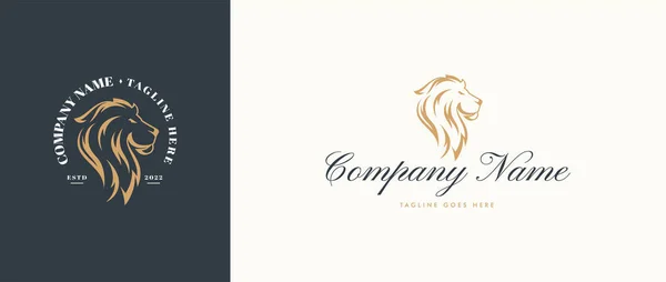 Logotipo Leão Clássico Elegante Com Cor Dourada — Vetor de Stock
