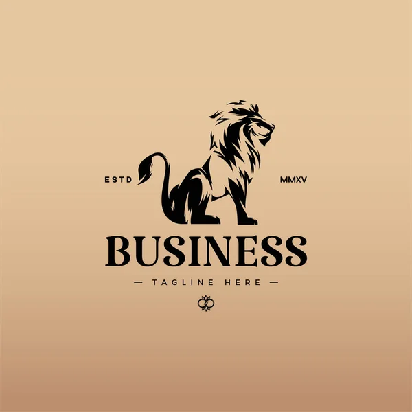 Klassisches Löwen Logo Auf Goldenem Hintergrund — Stockvektor