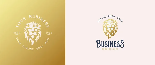 Classic Lion Head Logo Luxury Gold Color — Vector de stock