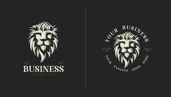 Classic Logo Lion Head Illustration — Vector de stock