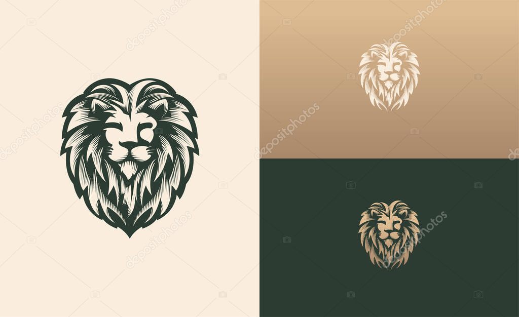 Classic lion logo with fierce and bold face