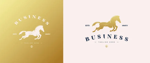 Jumping Horse Logo Luxury Gold Color — Stock Vector