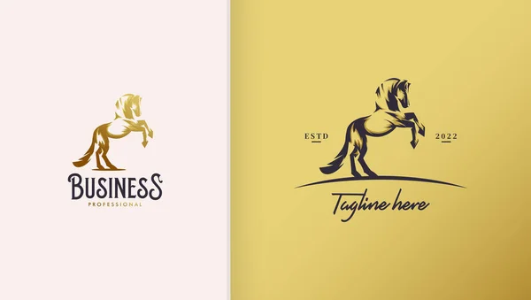 Classic Elegant Horse Logo Golden Color — ストックベクタ