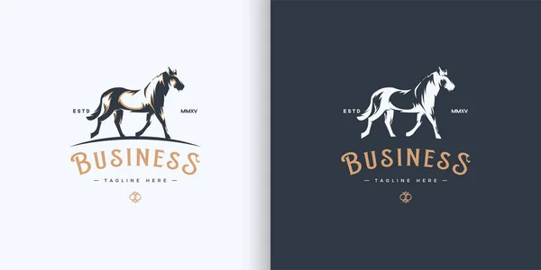 Logotipo Cavalo Clássico Com Ilustração Cavalo Execução — Vetor de Stock