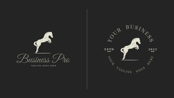 Classic Horse Logo Jumping Horse — ストックベクタ