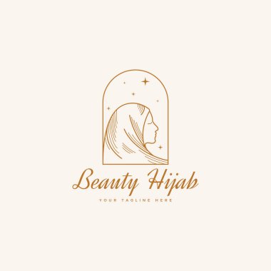 Beautiful hijab logo with gold line art