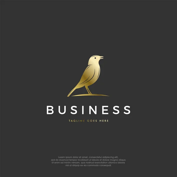 Classic Bird Logo Glossy Luxury Gold Color — Vetor de Stock