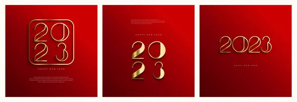 Rojo Oro Lujo Feliz Año Nuevo 2023 Perfecto Para Celebración — Archivo Imágenes Vectoriales