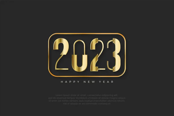 Uniek Luxe Gelukkig Nieuwjaar 2023 Met Glanzende Goudkleur — Stockvector
