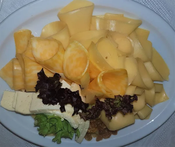 Plate Delicious Cheese White Background — Stok fotoğraf
