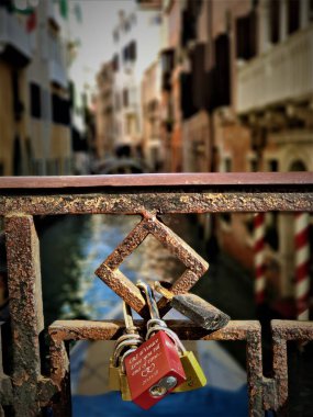 padlock of love on the bridge in Venice