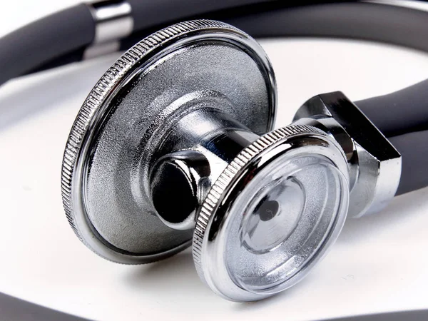 Szary Stetoskop Białym Tle Izolacja — Zdjęcie stockowe