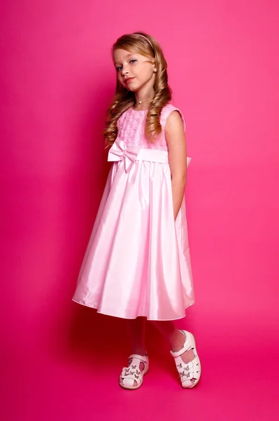 Hübsches Junges Mädchen Rosa Kleidern — Stockfoto