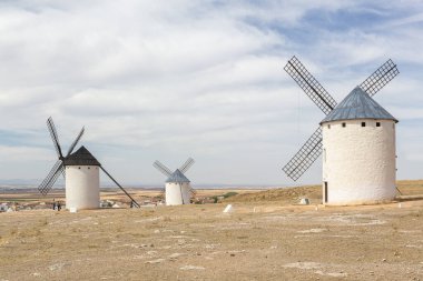Campo de Criptana 'daki yel değirmenleri, Ciudad Real, Castilla La Mancha, İspanya