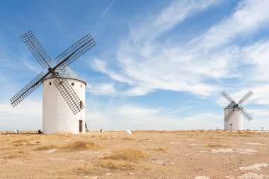 Campo de Criptana 'daki yel değirmenleri, Ciudad Real, Castilla La Mancha, İspanya